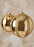 5.5in Round Shiny Gold & Gold Glitter Plastic Ornament Ball Decor Jamali Garden