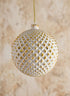 5in Round Etched Gold White Ornament Decor Jamali Garden