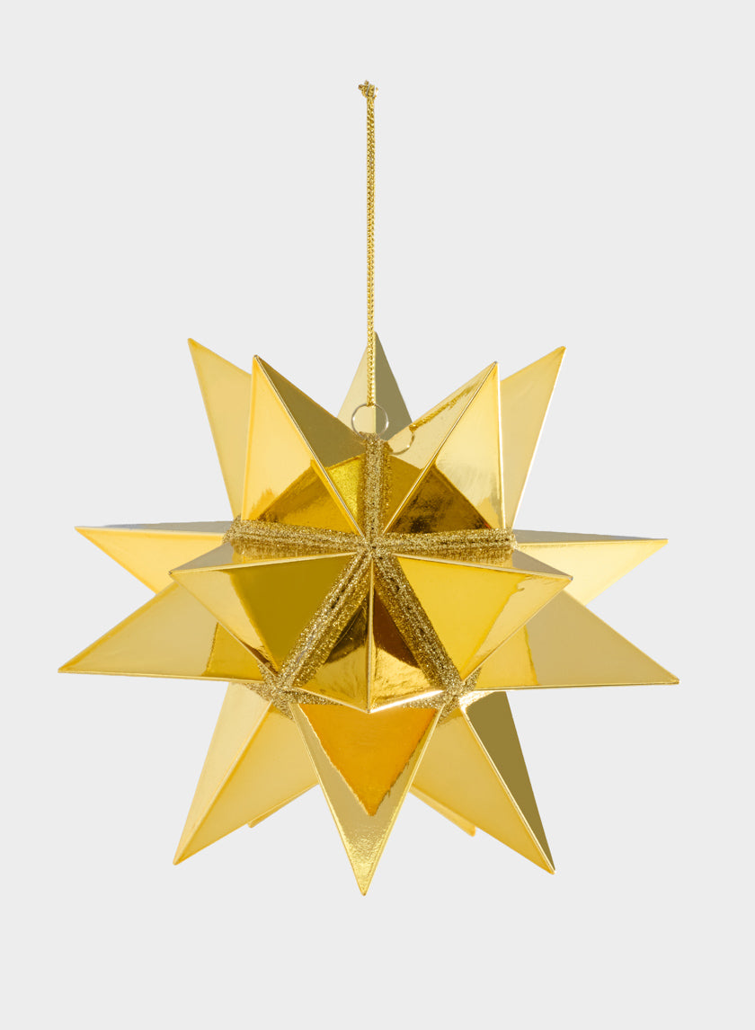 7in Wide Gold Glittered Plastic Ornament Decor Jamali Garden