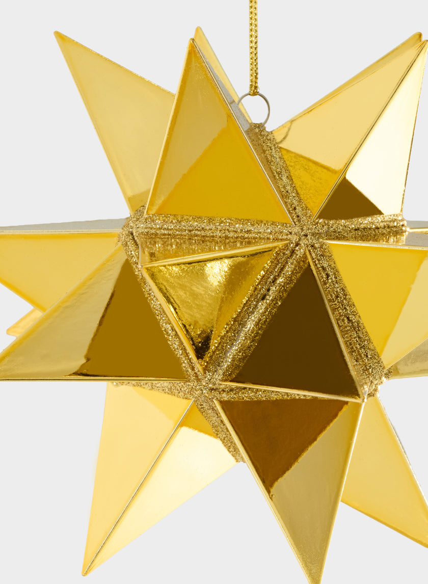7in Wide Gold Glittered Plastic Ornament Decor Jamali Garden
