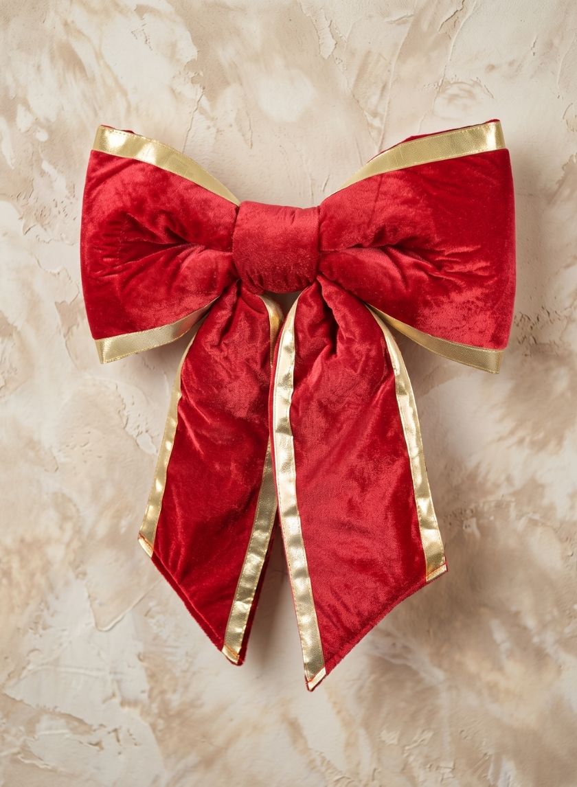 22in Long Gold Edge Velvet Bow Decor Jamali Garden