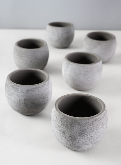 3in Tall Iquitos Venetian Grey Ceramic Mini Pot, Set of 6 Decor Jamali Garden