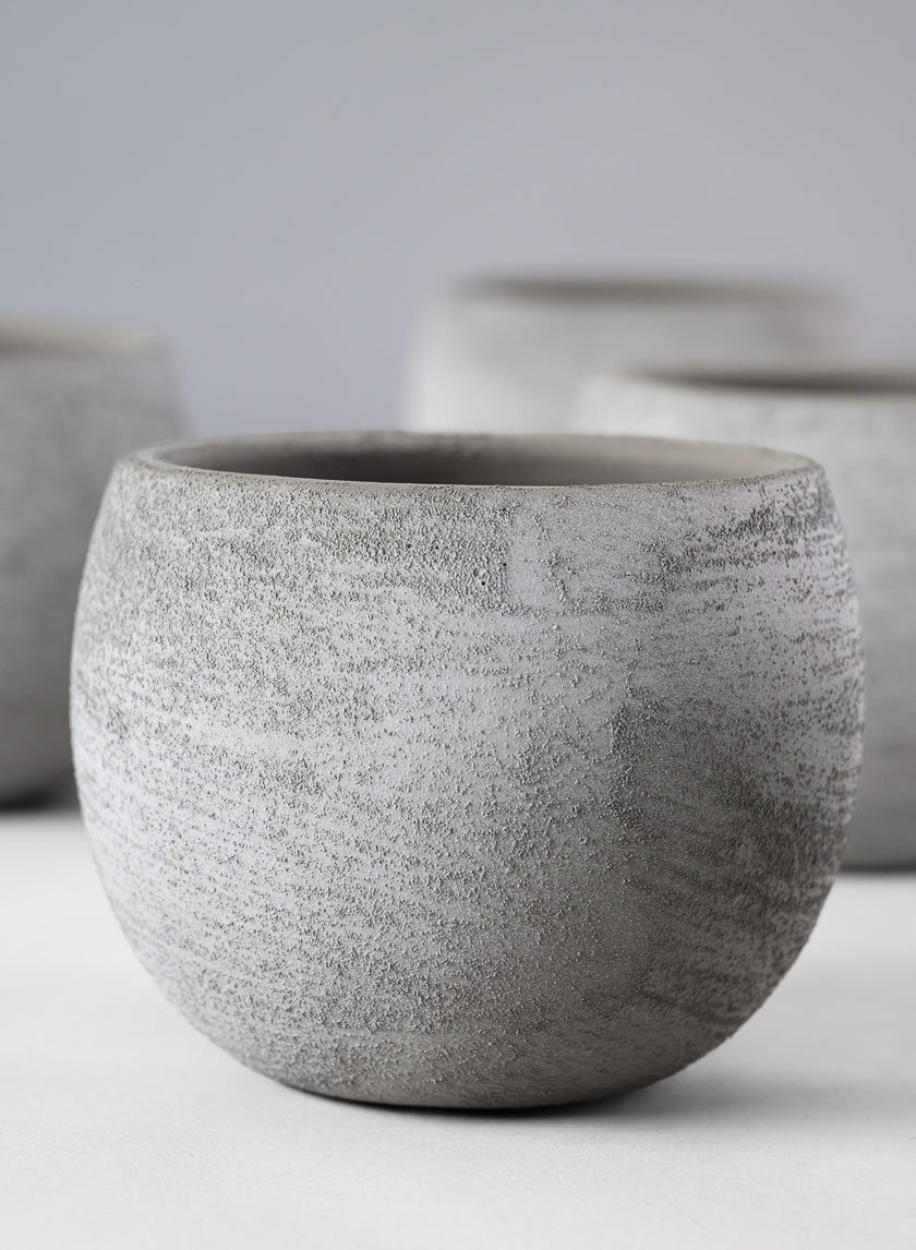 3in Tall Iquitos Venetian Grey Ceramic Mini Pot, Set of 6 Decor Jamali Garden