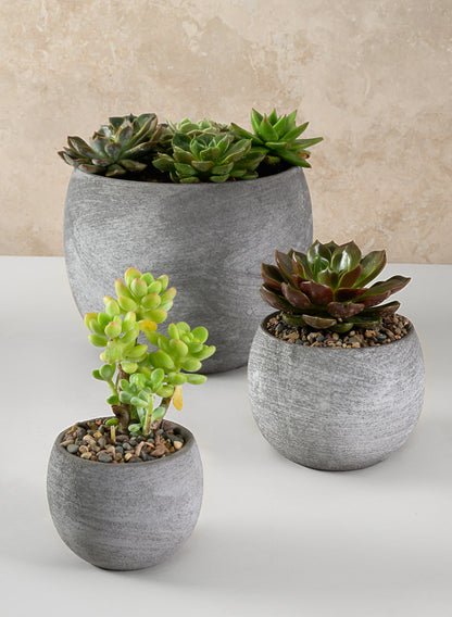 3in Tall Iquitos Venetian Grey Ceramic Mini Pot, Set of 6 Decor Jamali Garden