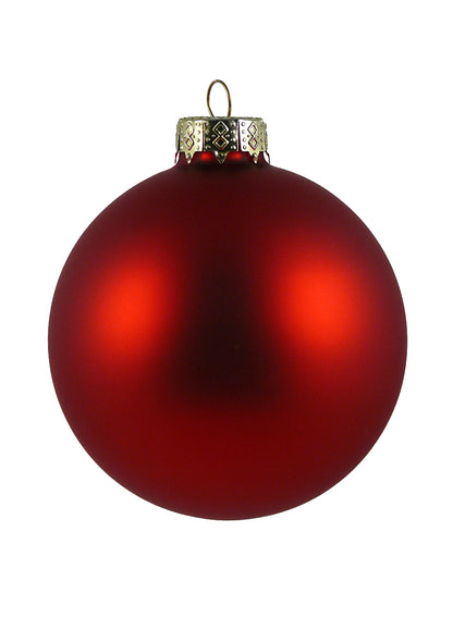 3 1/8in Round Matte Red Glass Balls (80mm), Set of 12 Decor Jamali Garden
