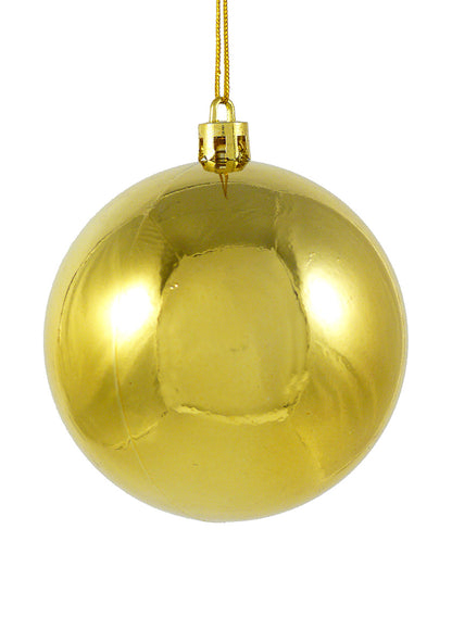 3 1/8in Round Shiny Gold Plastic Ornament Ball (80mm) Decor Jamali Garden