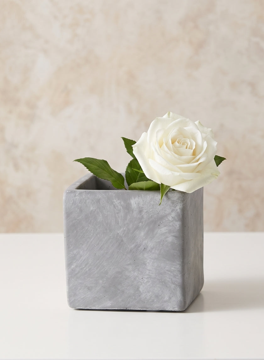 4 1/4in Tall Atelier Cement Cube Vase