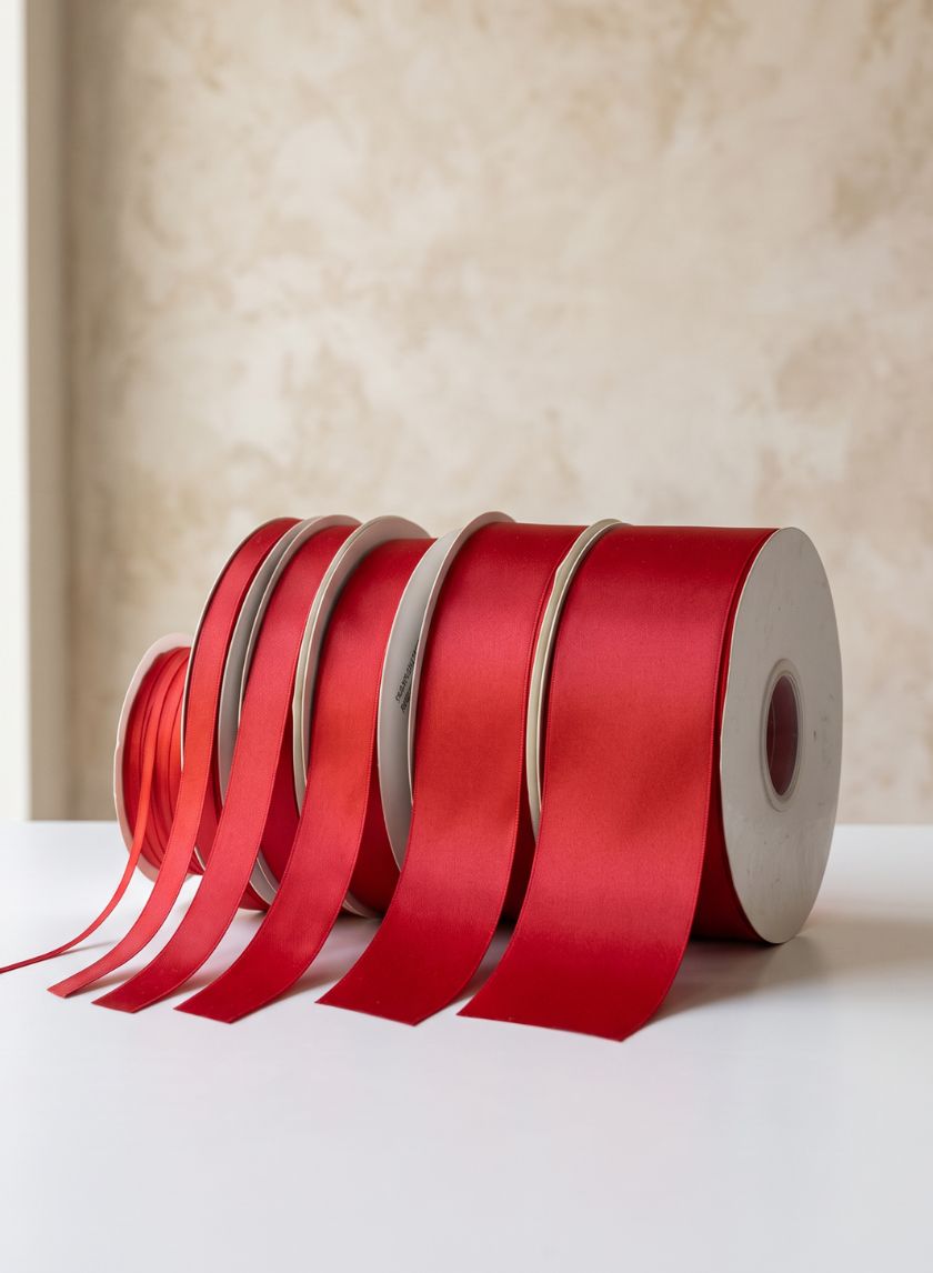 Red Double Faced Satin Ribbon 50 Yard Spool Decor Jamali Garden