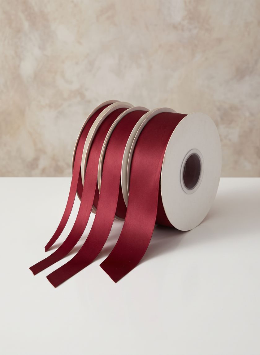 Wine Double Faced Satin Ribbon 50 Yard Spool Decor Jamali Garden