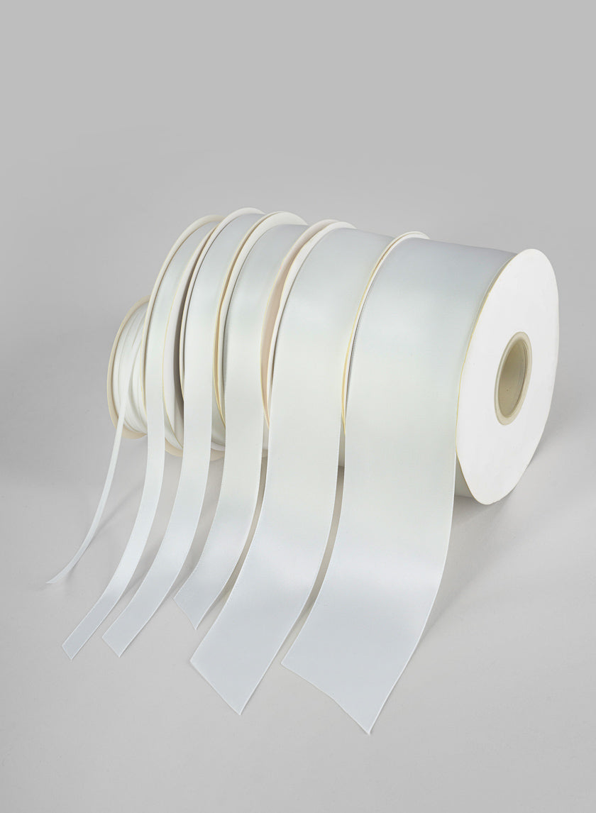 White Double Faced Satin Ribbon 50 Yard Spool – Jamali Garden
