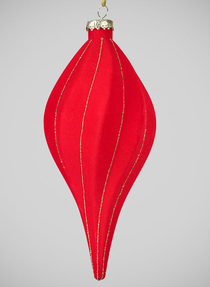 8in Long Red Flocked Gold Lined Finial Ornament Decor Jamali Garden