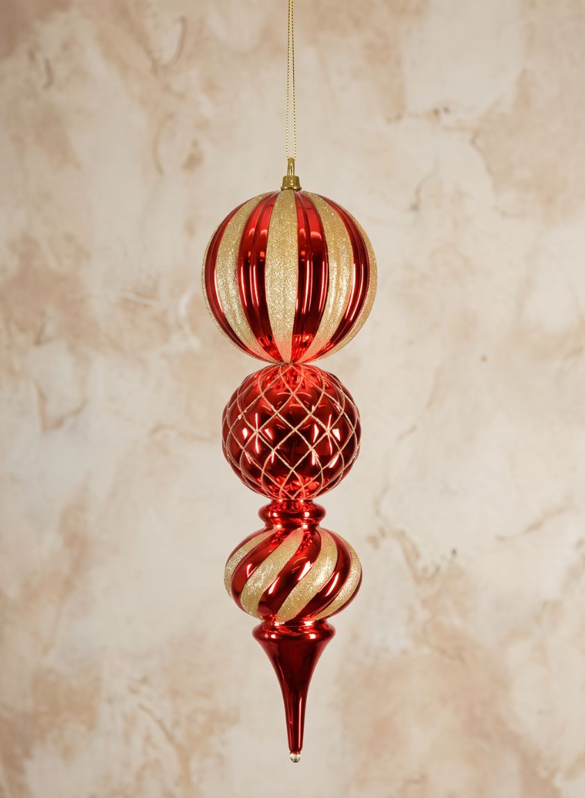 20in Long Red Gold Glitter Giant Finial Plastic Ornament Decor Jamali Garden