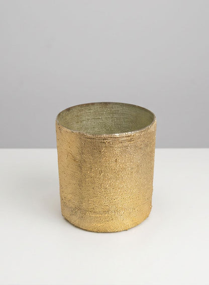5in Tall Aswan Bright Gold Glass Cylinder