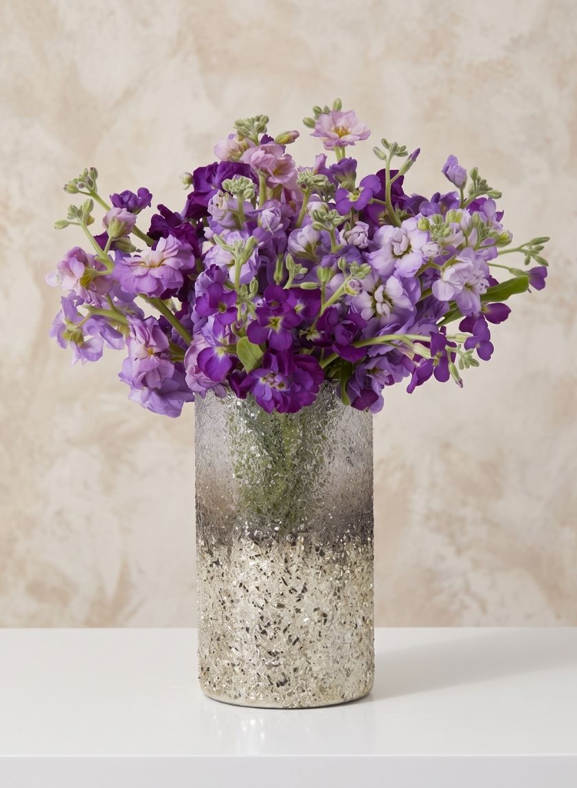 6½in Tall Pewter Ombre Glass Vase Decor Jamali Garden