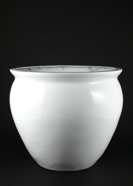 Gloss White Fishbowl Pot Decor Jamali Garden