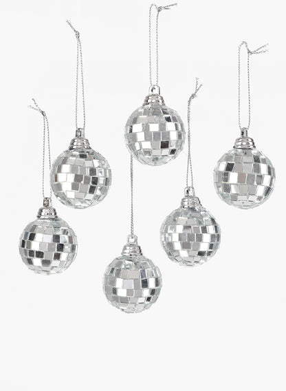 1in Round Mirror Glass Ball Christmas Ornaments, Set of 6 Decor Jamali Garden