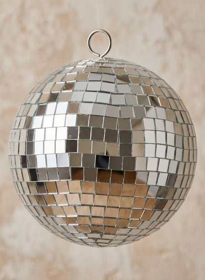 4in Round Silver Mirror Ball Ornaments, Set of 6 Decor Jamali Garden