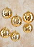 3in Gold Mirror Ball Christmas Glass Ornaments, Set of 6 Decor Jamali Garden