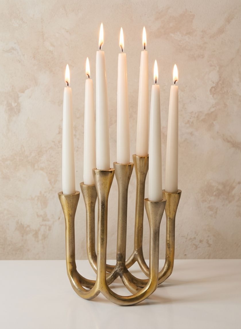 8.25in Tall Eglise Seven Light Metal Candle Stand