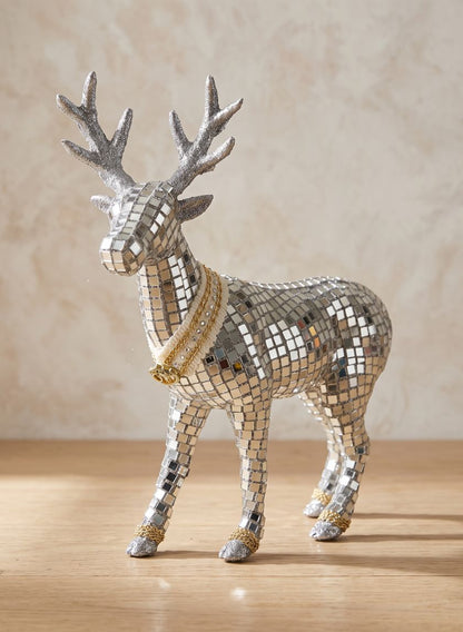 10in Tall Mirror Mosaic Deer Decor Jamali Garden