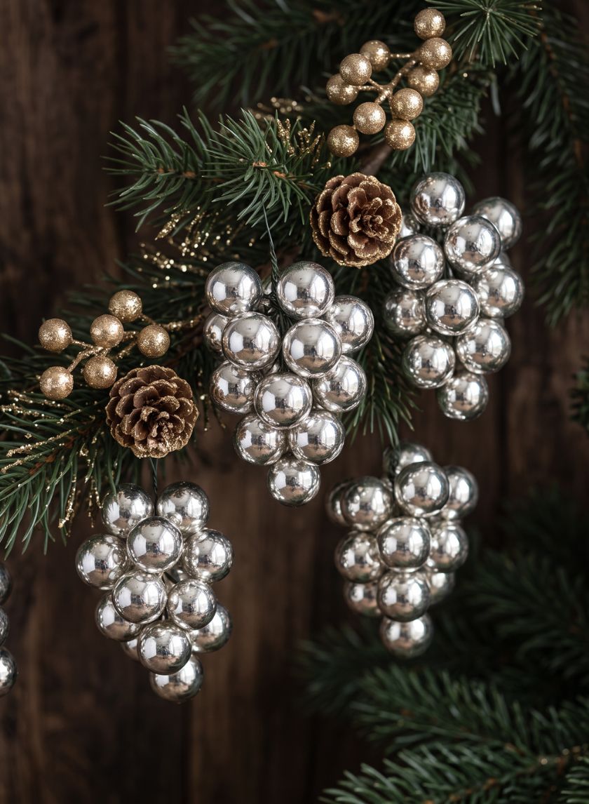 1in Round Shiny Silver Glass Balls on Picks (25mm), Set of 144 Decor Jamali Garden