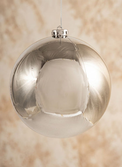 6in Round Shiny Silver Plastic Ornament Balls (150mm) Decor Jamali Garden