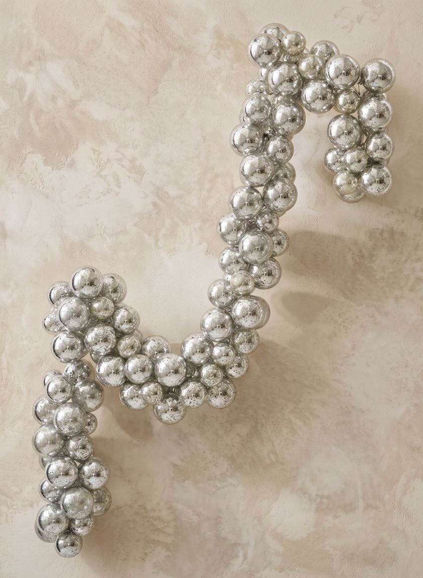 6ft Long Silver Mercury Glass Plastic Ball Garland Decor Jamali Garden