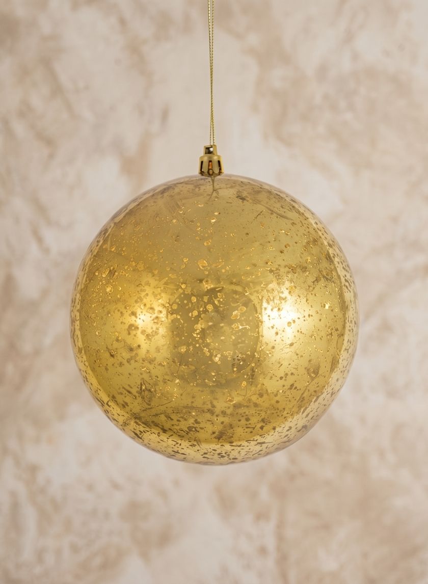 4.75in Round Gold Mercury Glass Plastic Ornament Balls (120mm) Decor Jamali Garden
