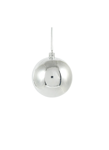3 1/8in Round Shiny Silver Plastic Ornament Ball (80mm) Decor Jamali Garden