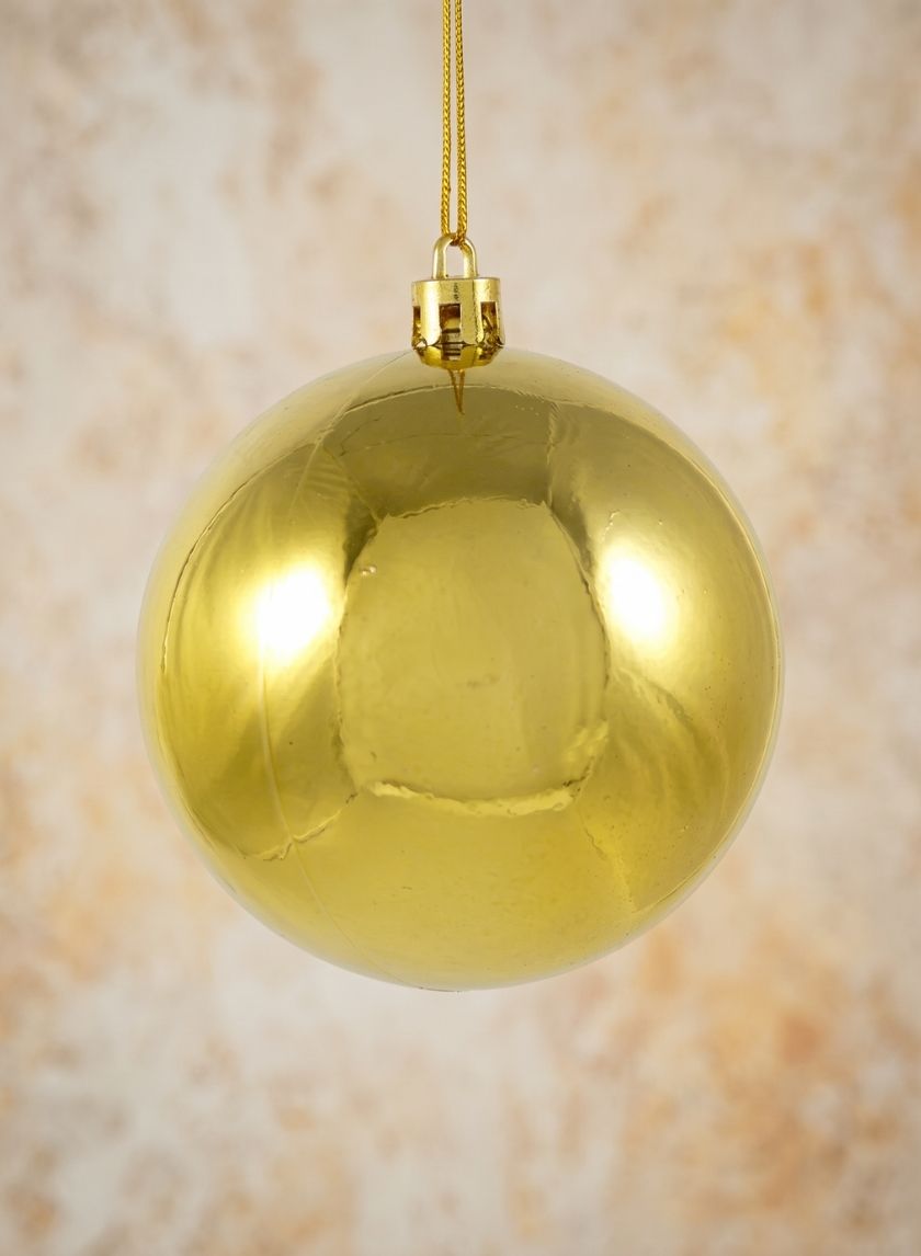3 1/8in Round Shiny Gold Plastic Ornament Ball (80mm) Decor Jamali Garden