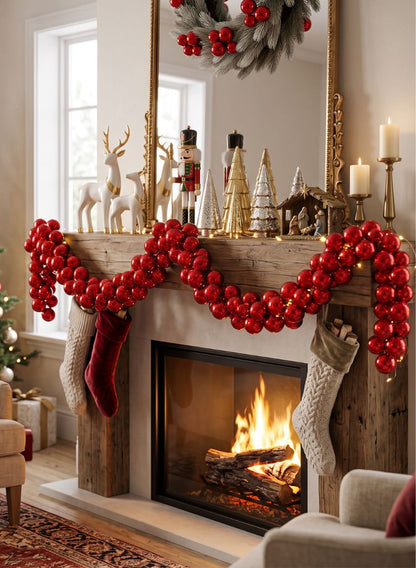 6ft Long Red Mercury Glass Plastic Ball Garland Decor Jamali Garden