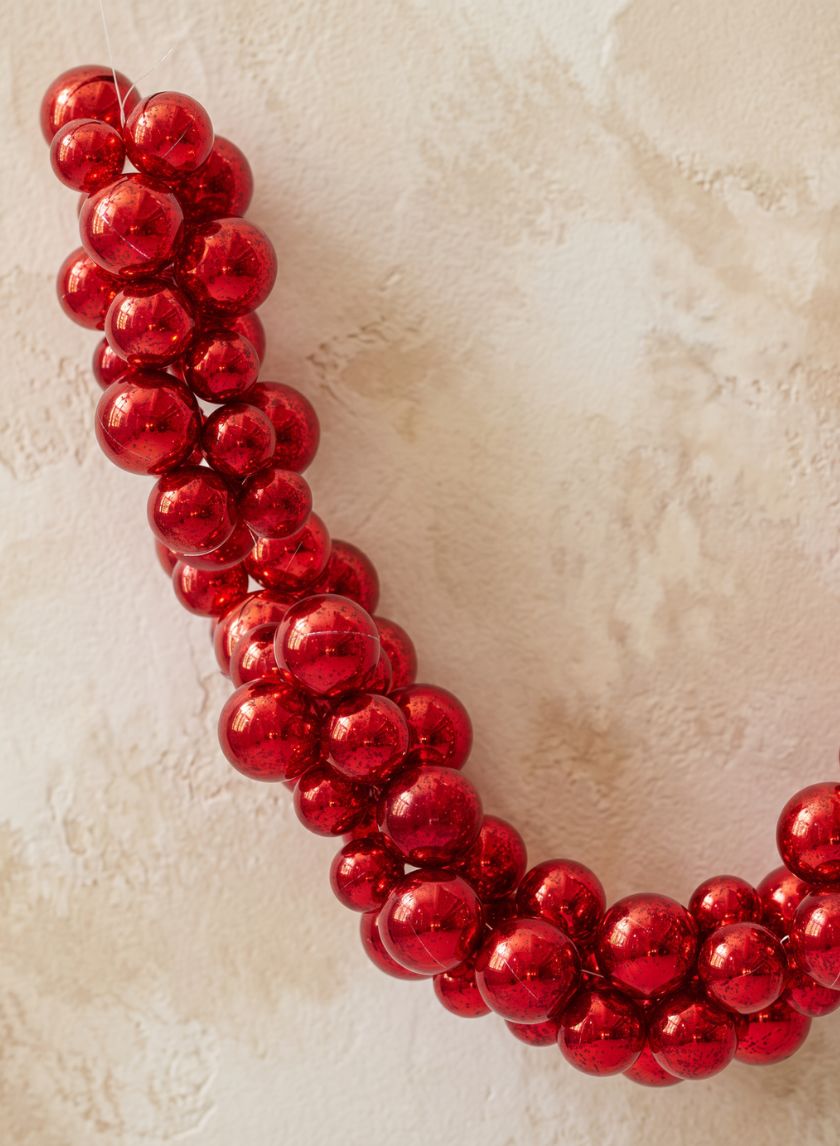 6ft Long Red Mercury Glass Plastic Ball Garland Decor Jamali Garden