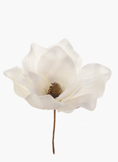 9in Long Glittered White Magnolia Pick, Case of 48 Decor Jamali Garden