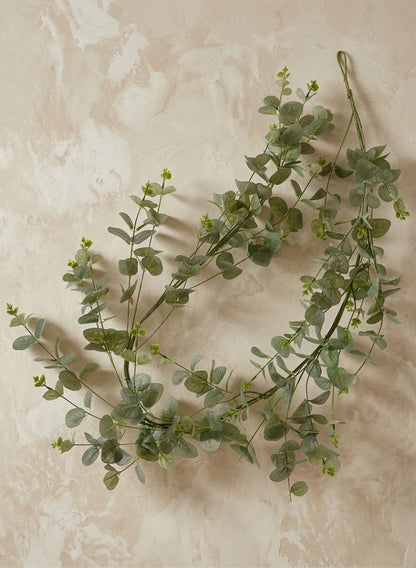 5ft Long Eucalyptus Garland with Glitter Frost Decor Jamali Garden