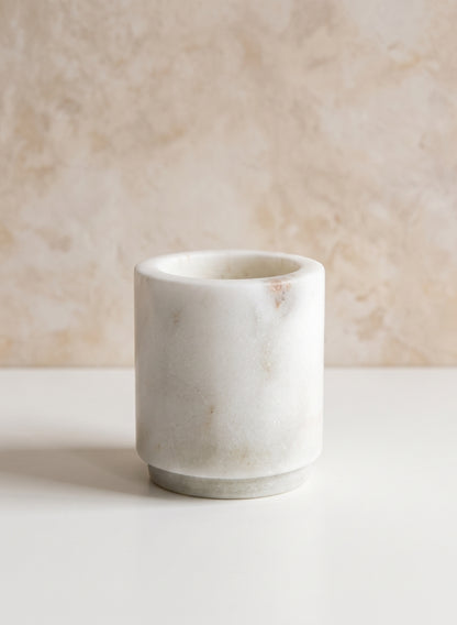 4in Tall Ashgabat White Marble Holder Decor Jamali Garden