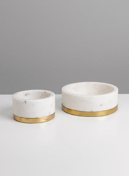 White Marble Bowl With Brass Ring