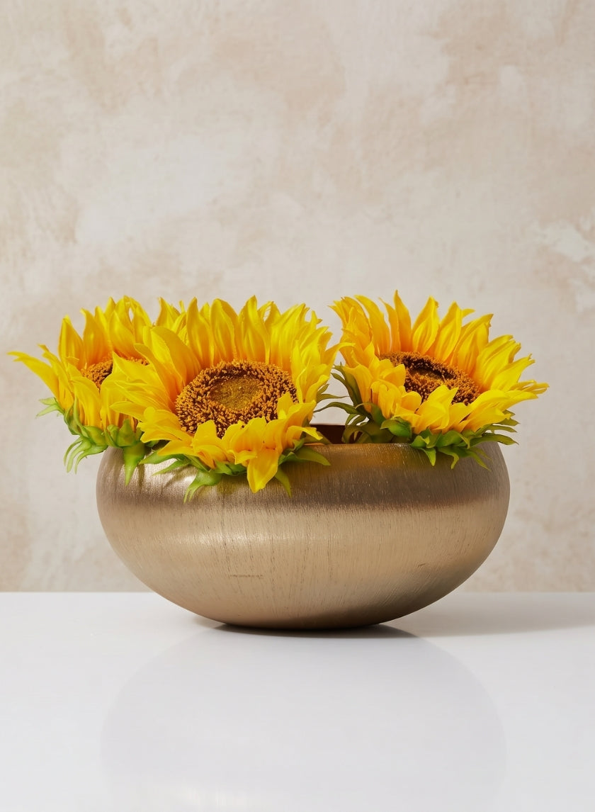 8in Wide Gold Iron Bowl Decor Jamali Garden