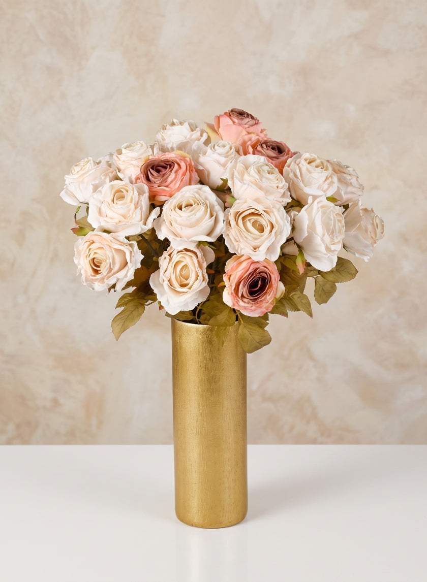 14in Tall Gold Cylinder Aluminum Vase Decor Jamali Garden
