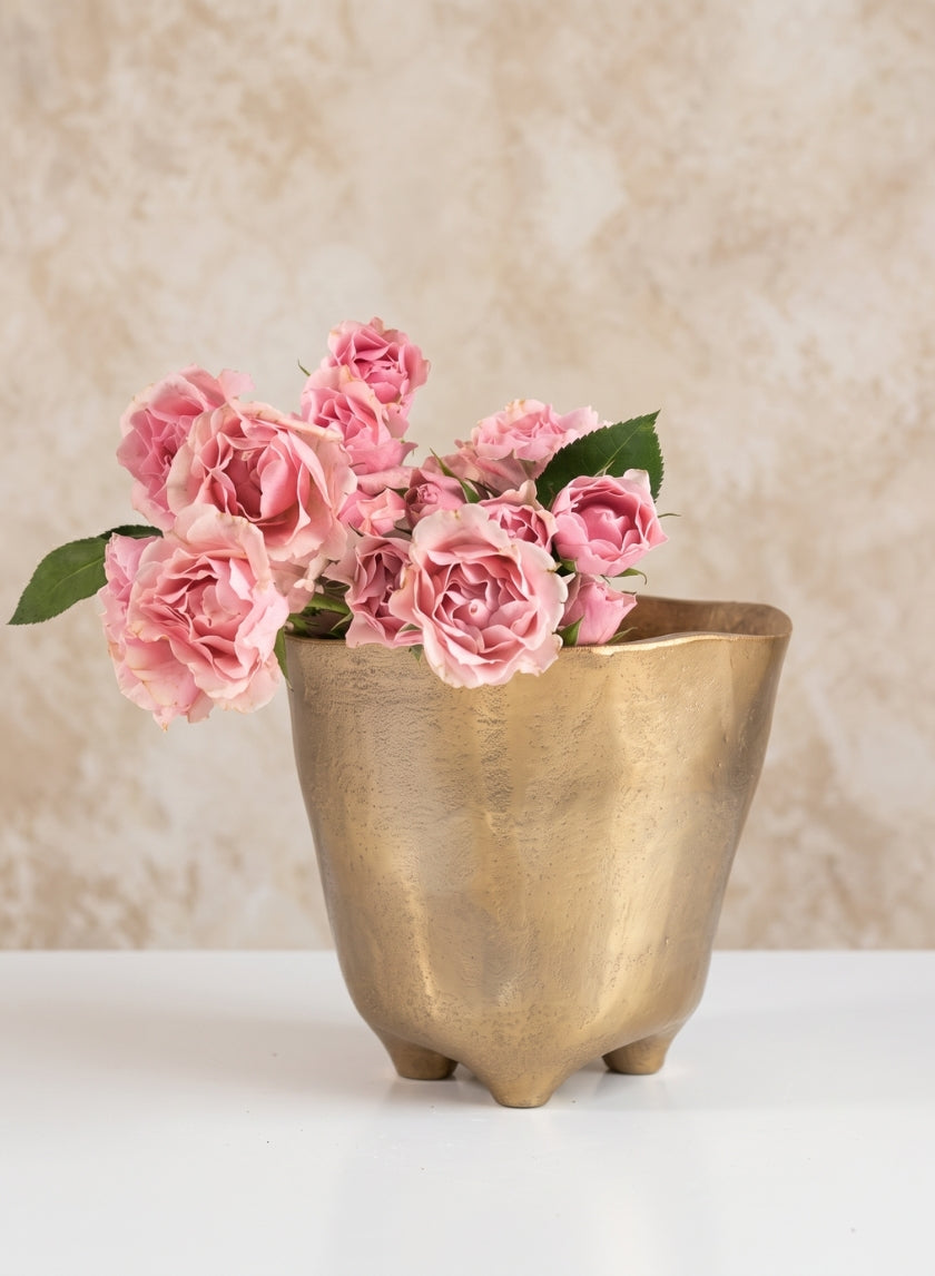 5.75in Tall Casablanca Gold Aluminum Vase Decor Jamali Garden