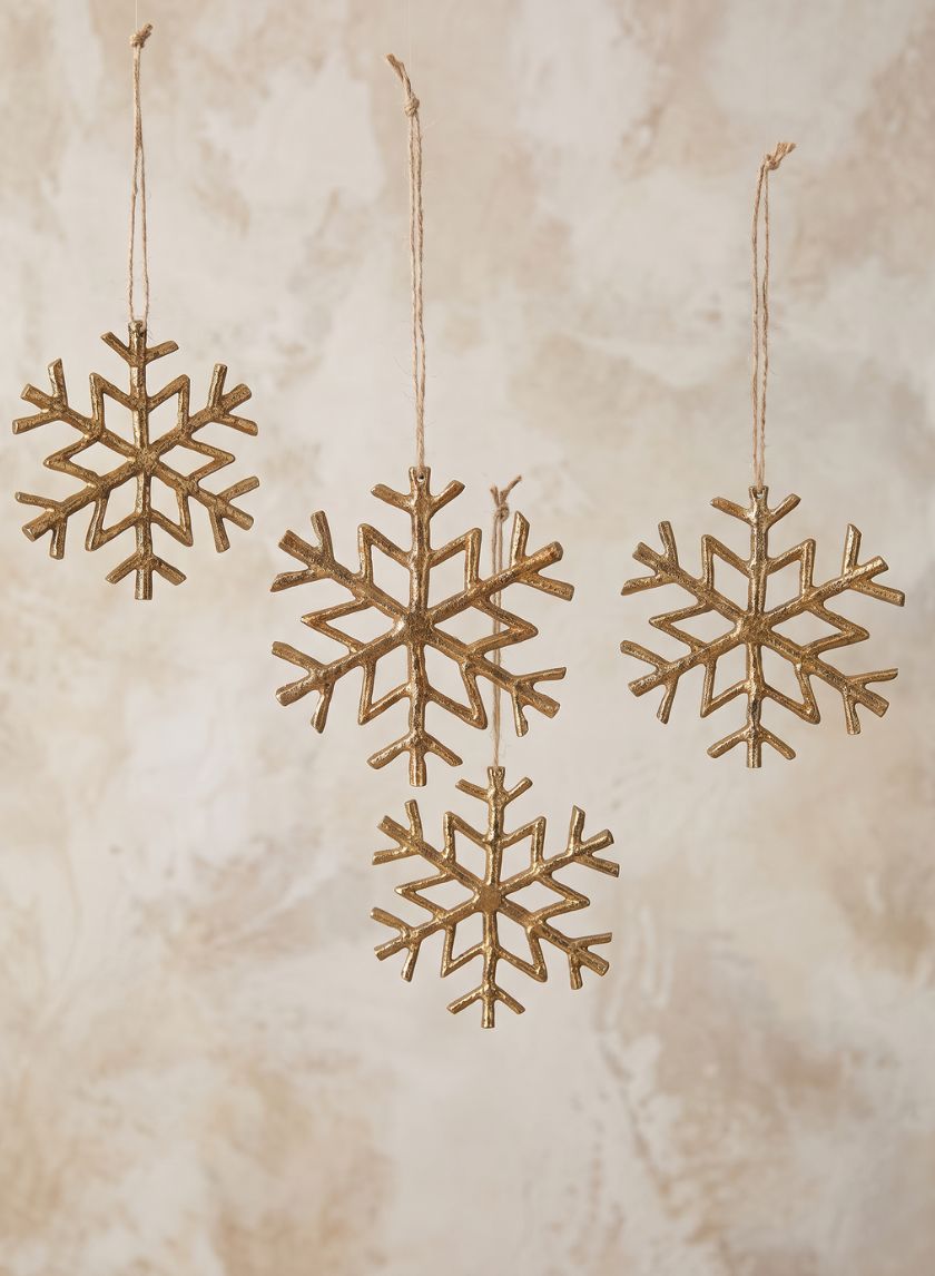 4.5in Wide Gold Metal Snowflake Ornaments Decor Jamali Garden