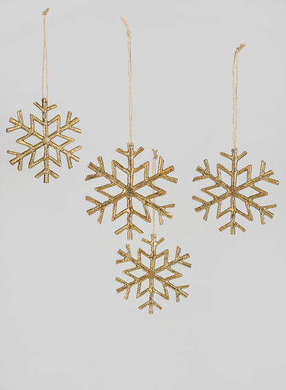 4.5in Wide Gold Metal Snowflake Ornaments Decor Jamali Garden