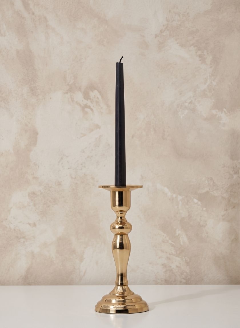 9in Tall Gold Metal Candlestick
