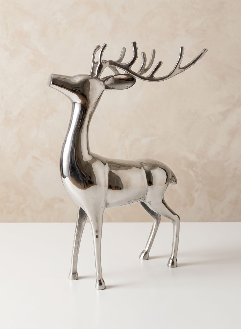 25.5in Tall Nickel Reindeer Decor Jamali Garden