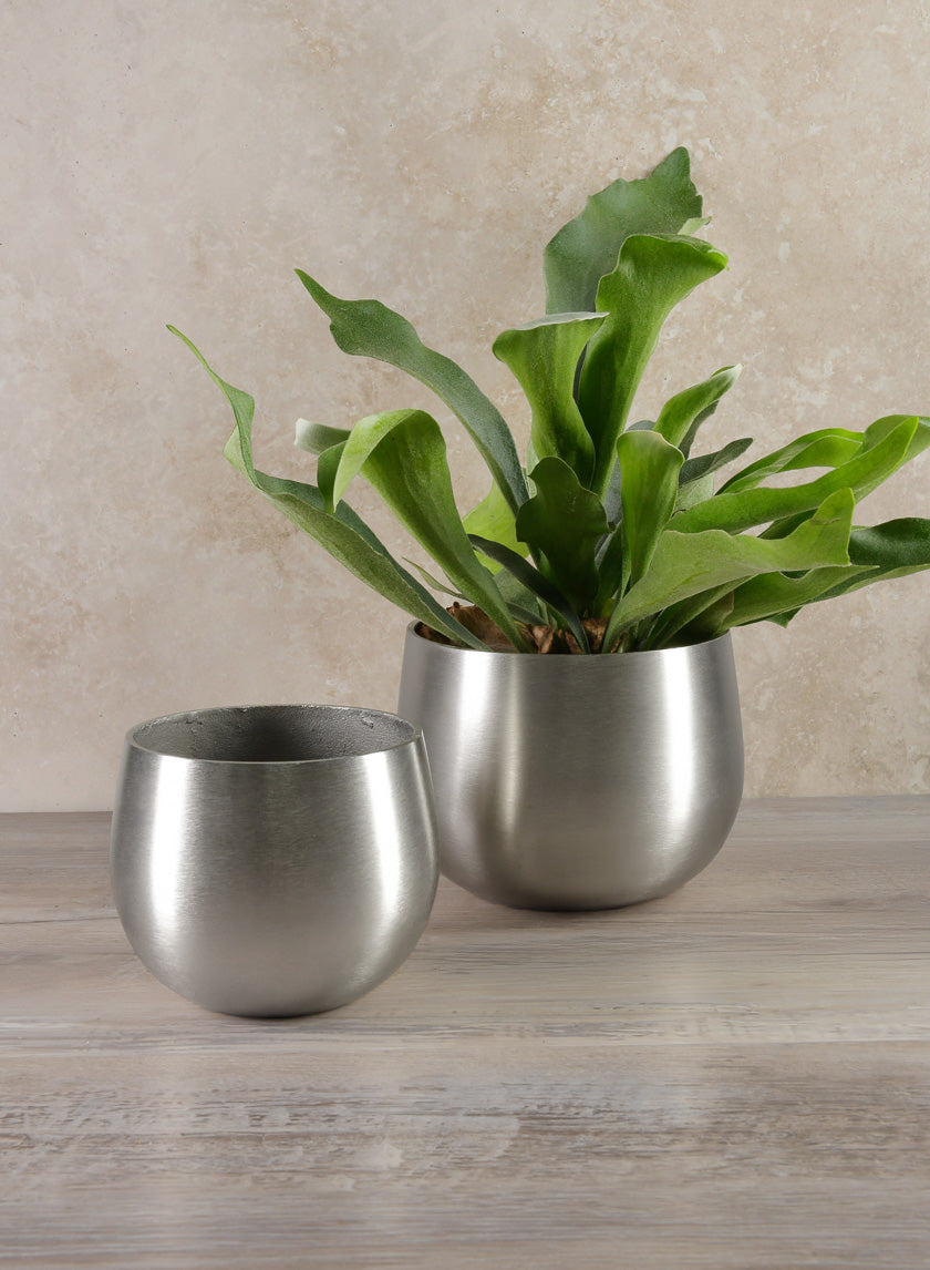 Araami Matte Silver Aluminium Bowl Decor Jamali Garden