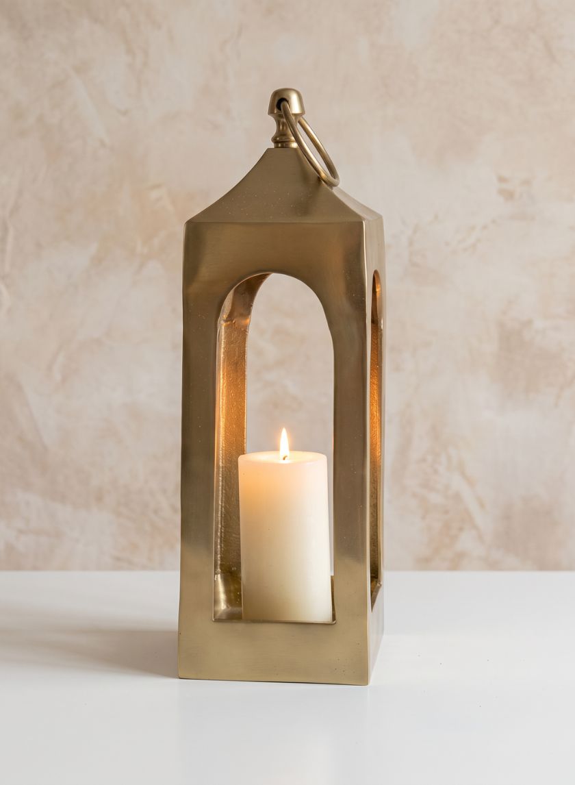 18.5in Tall Gold Chateau Metal Lantern Decor Jamali Garden