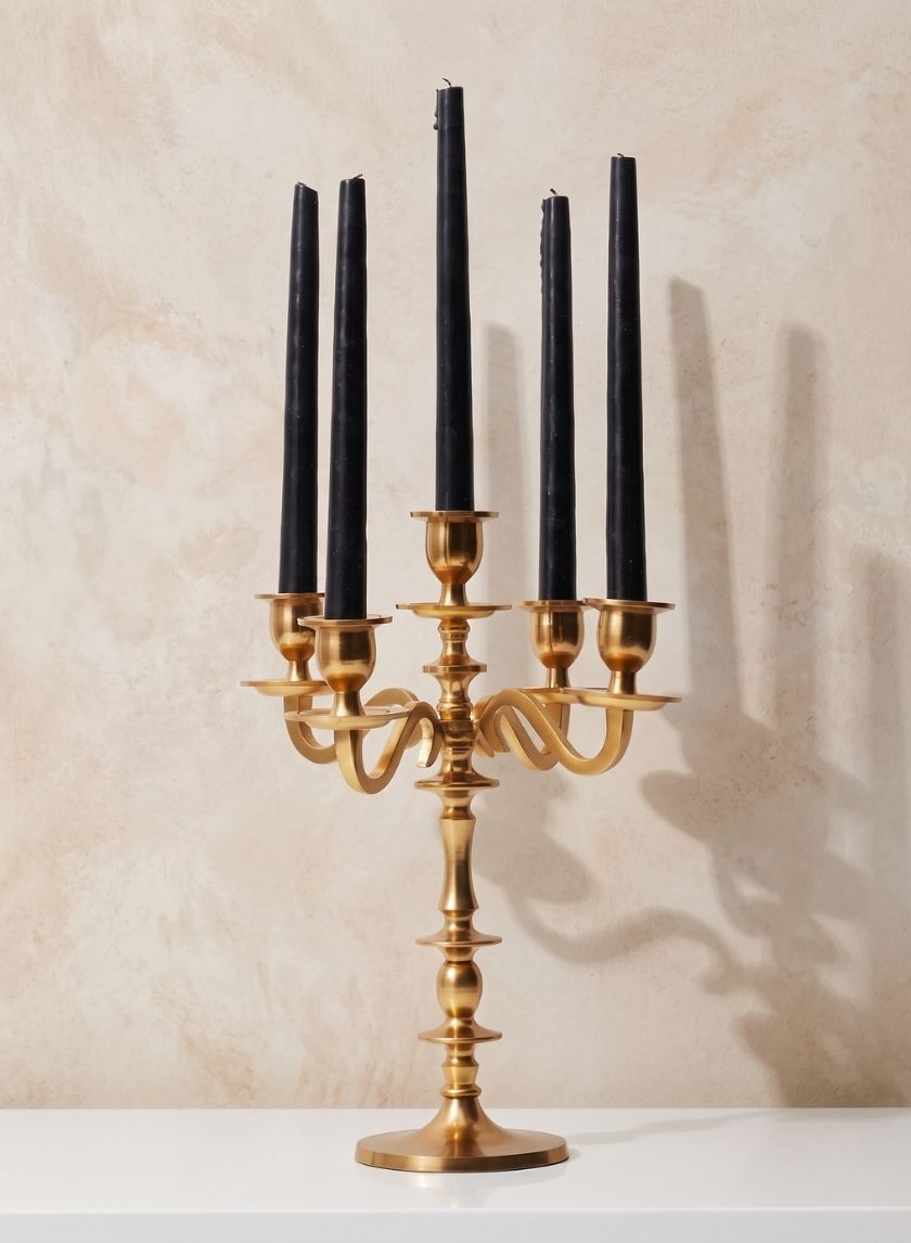 14in Tall Gold Metal Candelabra