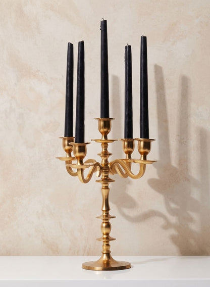 14in Tall Gold Metal Candelabra