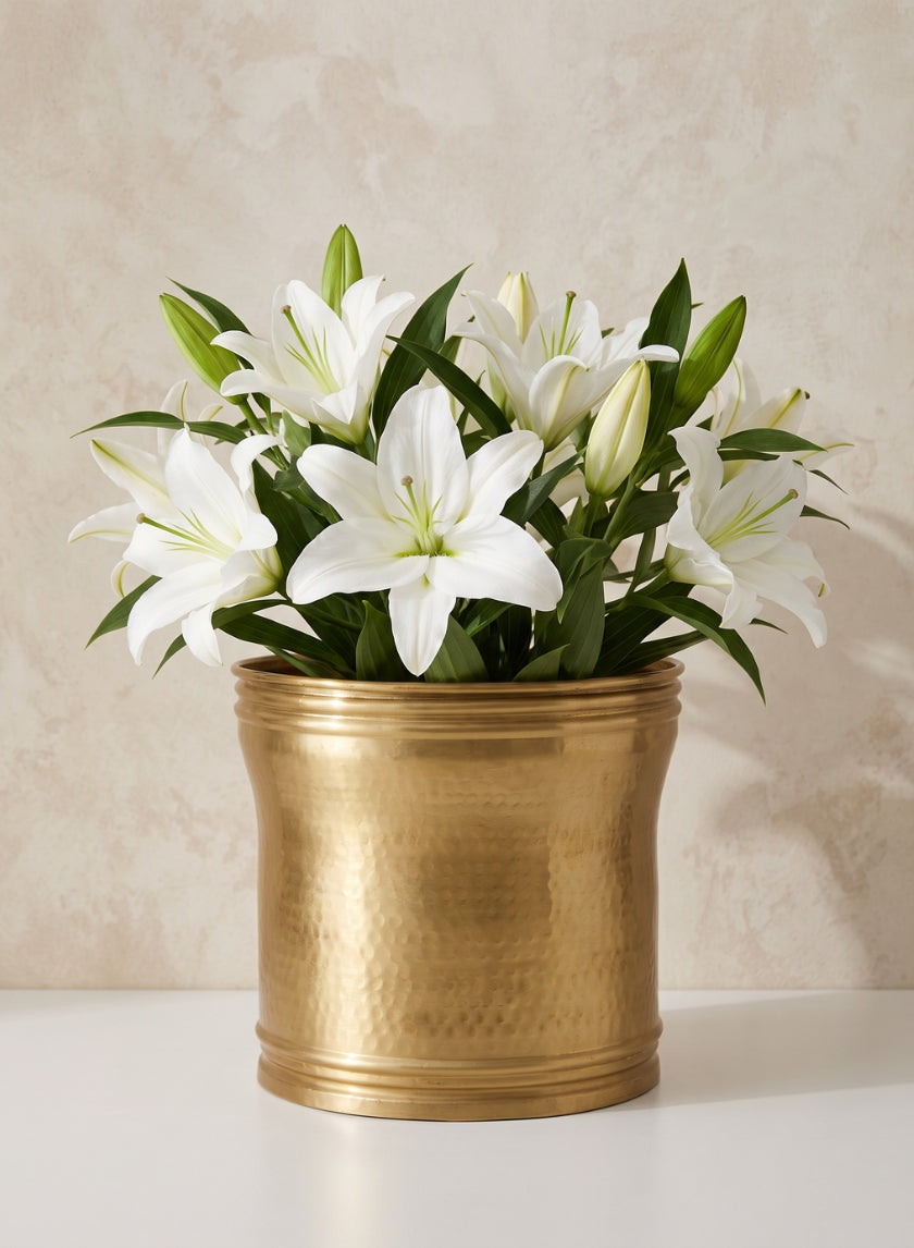 Brass Look Antique Aluminum Planter Decor Jamali Garden
