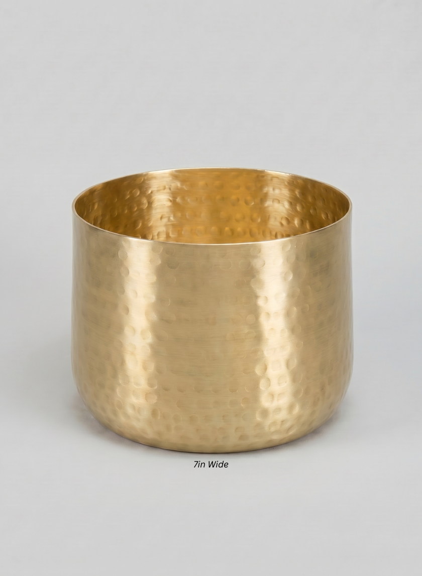 Mysore Brass Look Aluminum Pot Decor Jamali Garden 7in Wide EACH