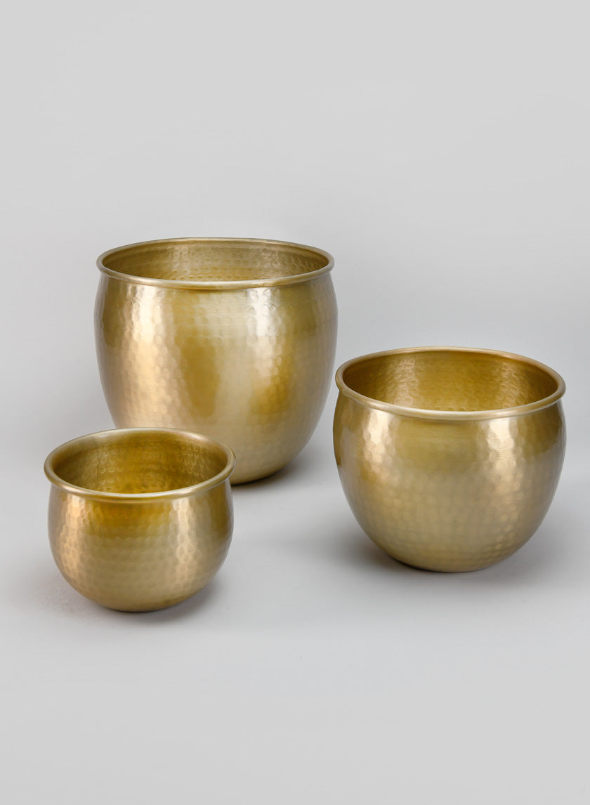 Devdas Brass Look Aluminium Indoor Garden Pot